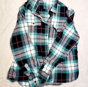 Men's Flannel Plaid Button Down-Large